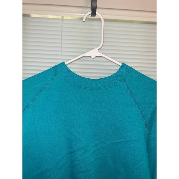 Vintage Teal BASSETT WALKER 90s Pullover Lightweight Sweatshirt Retro Y2k Small - Picture 3 of 9